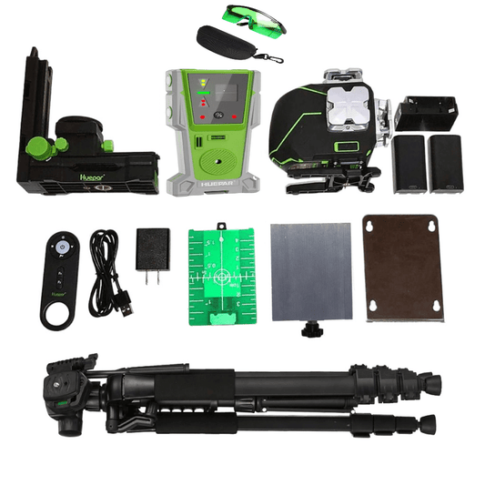 Combo Completo Nivel láser verde Huepar S04CG 16 LINEAS(Pantalla LCD) - SyM Asociados