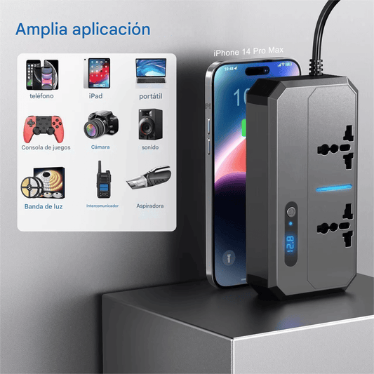 Inversor de Corriente 240 w 12V/24V a 220 V Carga Rápida - SyM Asociados