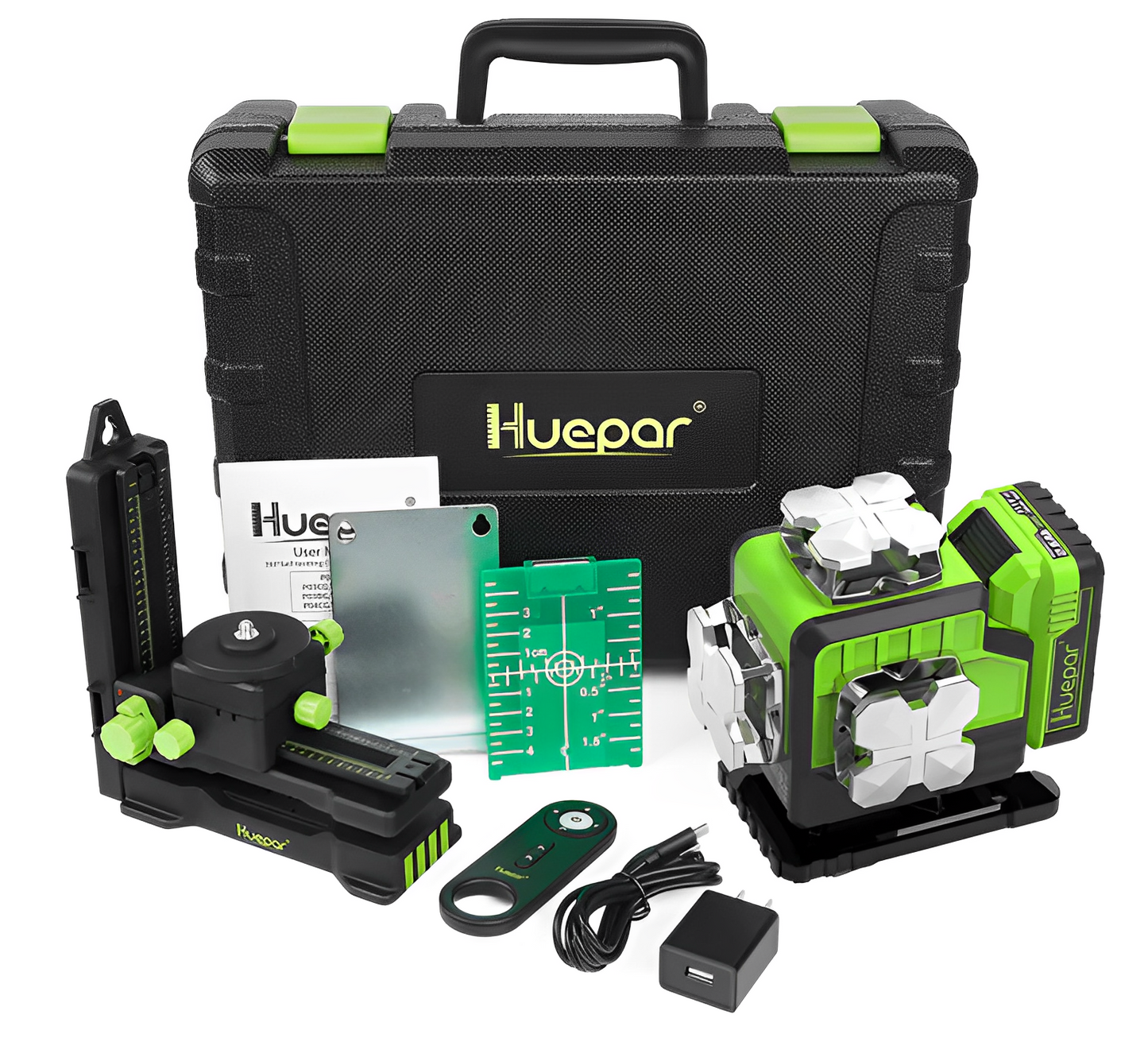 Nivel laser verde Huepar P04CG 16 LINEAS bluetooth(Dos Baterías)