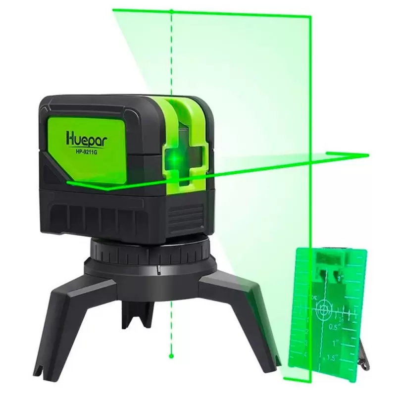 NIVEL LASER HUEPAR 9211G DE 2 LINEAS CON PLOMADA LUZ VERDE