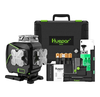 Nivel laser verde huepar S04CG 16 líneas 4d bluetooth recargable(Dos baterías)