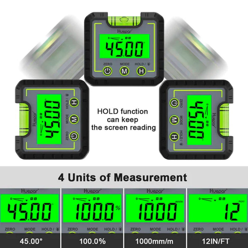 Inclinometro digital portatil 0 - 360° Huepar AG01