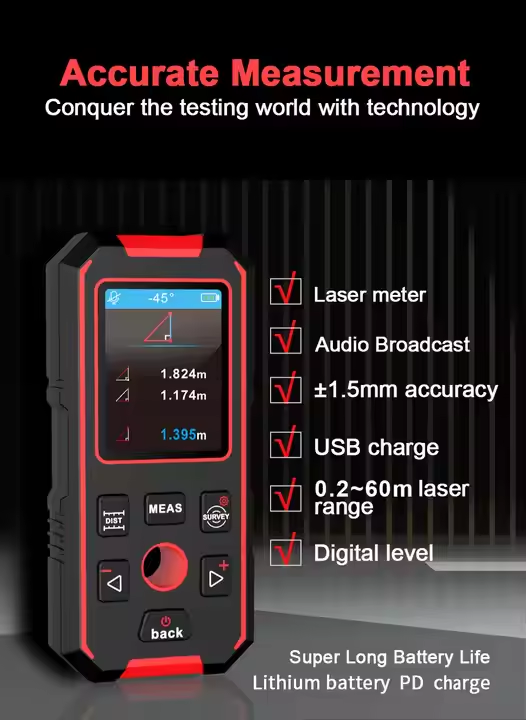 NOYAFA 3 en 1 Scanner de Pared, Distanciómetro e Inclinómetro NF-518S