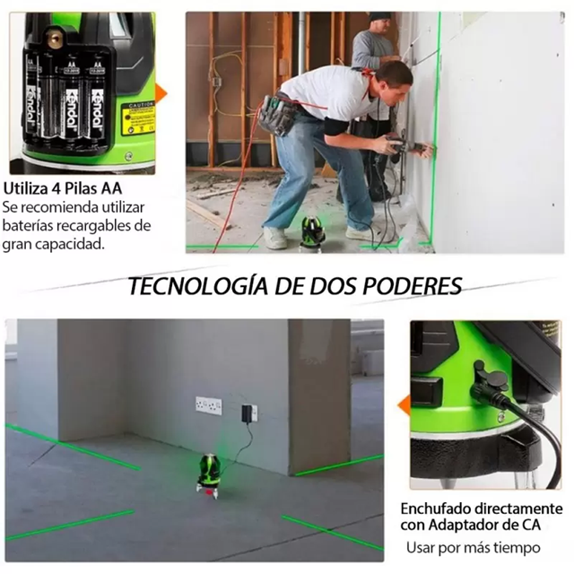 Nivel Láser Robot Verde Huepar 6141G 360 Grados Giratorio