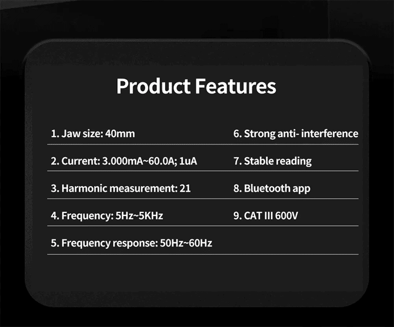 UNI-T UT251C+ Pinza amperimétrica digital de corriente de fuga de CA 3mA-60A TRMS Bluetooth APP-