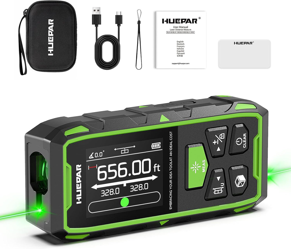 Huepar BLM-100G-BT Distanciómetro Láser Verde 200m - SyM Asociados Perú