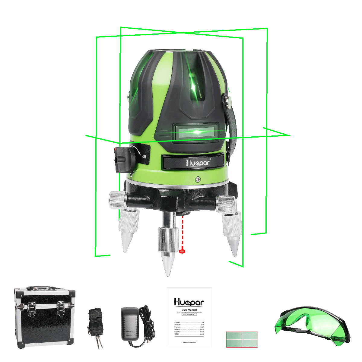 Huepar 6141G Nivel Láser Robot Verde 360° con accesorios - SyM Asociados Perú