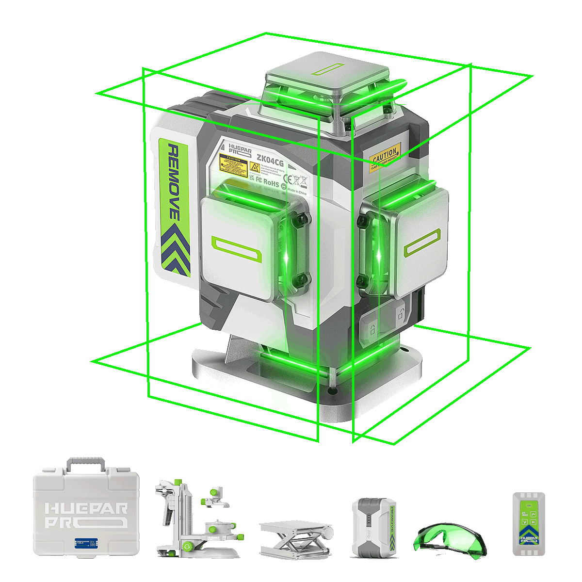 Huepar Pro ZK04CG Nivel Láser 4D 16 Líneas Verde - SyM Asociados Perú