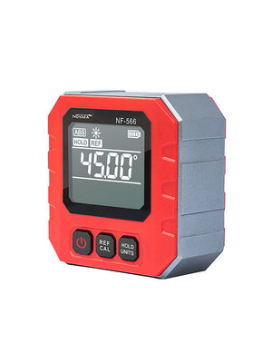 Inclinómetro digital Noyafa NF-566 vista frontal con pantalla VA retroiluminada y rango 4x90°