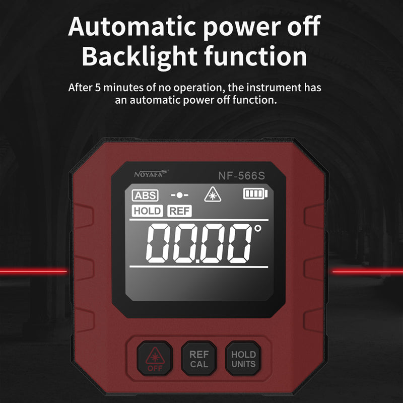 Noyafa NF-566 usado en mantenimiento automotriz para medir ángulos de precisión