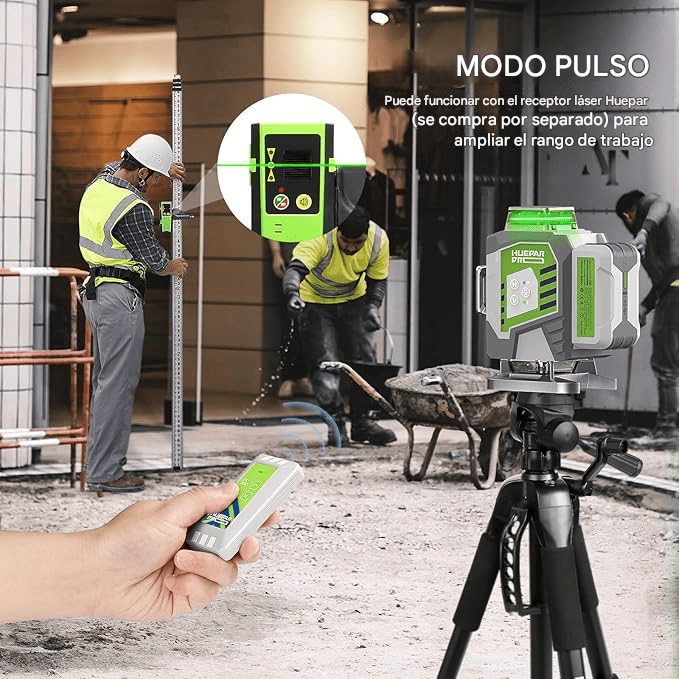 Combo completo HueparPro - ZK04CG - Nivel láser de 4D con batería recargable de iones de litio de 8000 mA - SyM Asociados