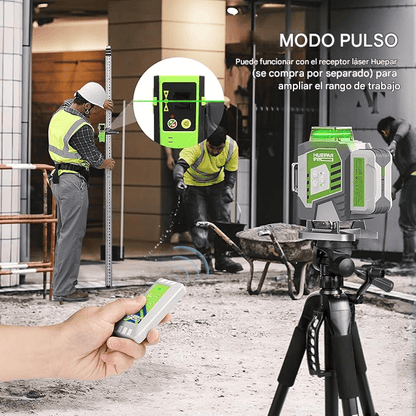 Combo completo HueparPro - ZK04CG - Nivel láser de 4D con batería recargable de iones de litio de 8000 mA - SyM Asociados