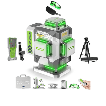 Combo completo HueparPro - ZK04CG - Nivel láser de 4D con batería recargable de iones de litio de 8000 mA - SyM Asociados