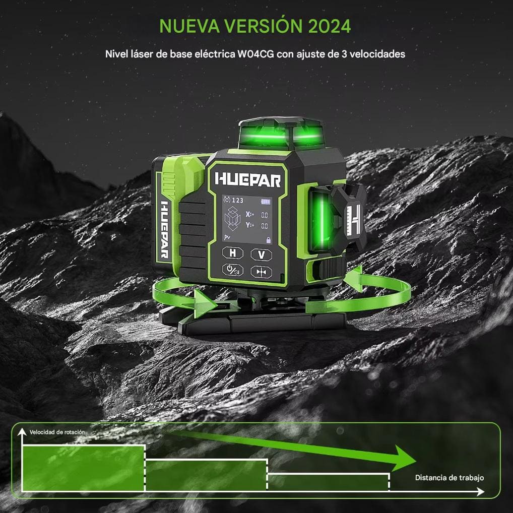 Combo Completo Nivel laser verde Huepar 2024 W04CG 16 líneas - SyM Asociados