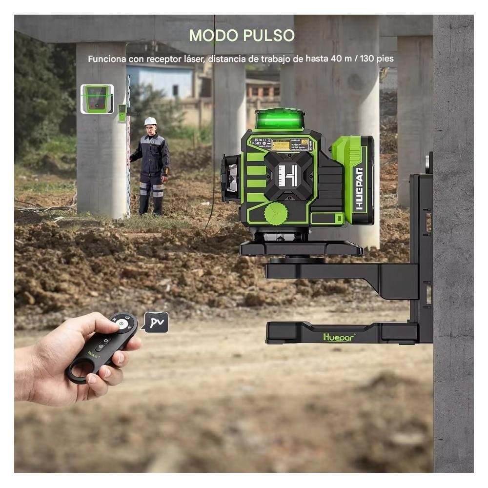 Combo Completo Nivel laser verde Huepar 2024 W04CG 16 líneas - SyM Asociados