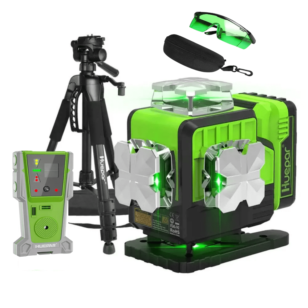 Combo Completo Nivel láser verde Huepar P04CG 16 LINEAS(Dos Baterías) - SyM Asociados