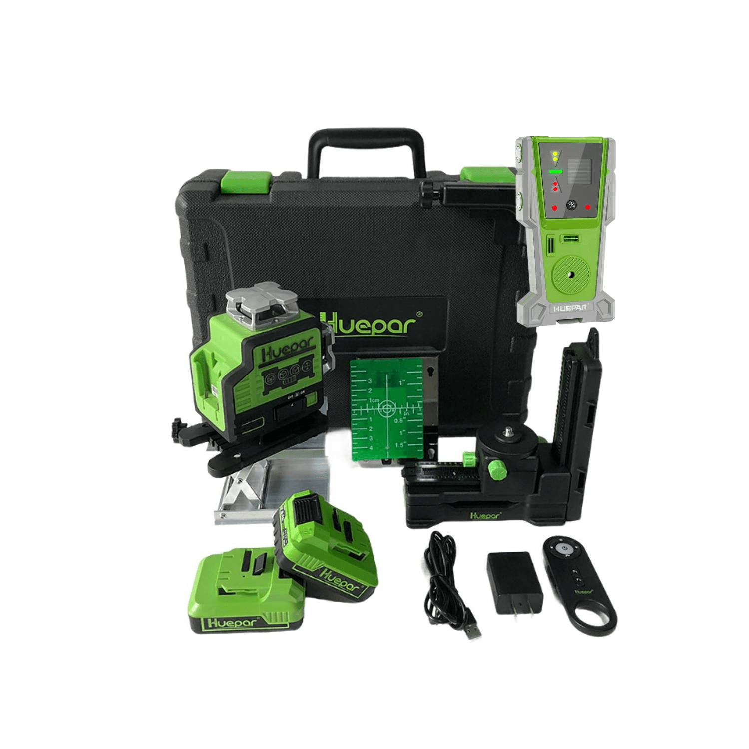 Combo Completo Nivel láser verde Huepar P04CG 16 LINEAS(Dos Baterías) - SyM Asociados