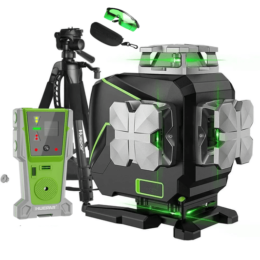 Combo Completo Nivel láser verde Huepar S04CG 16 LINEAS(Pantalla LCD) - SyM Asociados