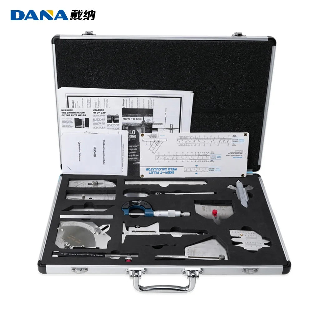 Kit de inspección de soldadura DANA W13A de 13 piezas en maletín de aluminio - SyM Asociados Perú