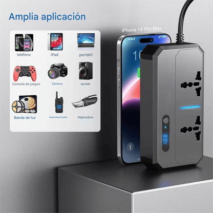 Inversor de Corriente 240 w 12V/24V a 220 V Carga Rápida - SyM Asociados