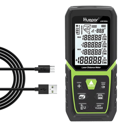Medidor de distancia Láser y ángulo Huepar LM120A LCD - SyM Asociados