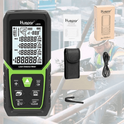 Medidor de distancia Láser y ángulo Huepar LM120A LCD - SyM Asociados