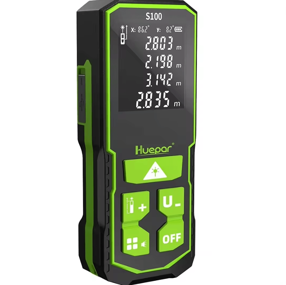 Medidor de DISTANCIA Laser Y ÁNGULO HUEPAR S 60 100 120 pantalla LCD Digital Recargable - SyM Asociados