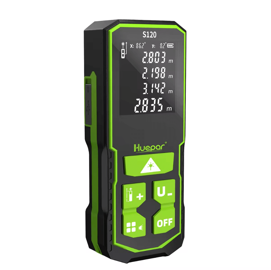 Huepar S | Distanciómetro Láser con Sensor Angular Pantalla LCD - en uso profesional - SyM Asociados Perú