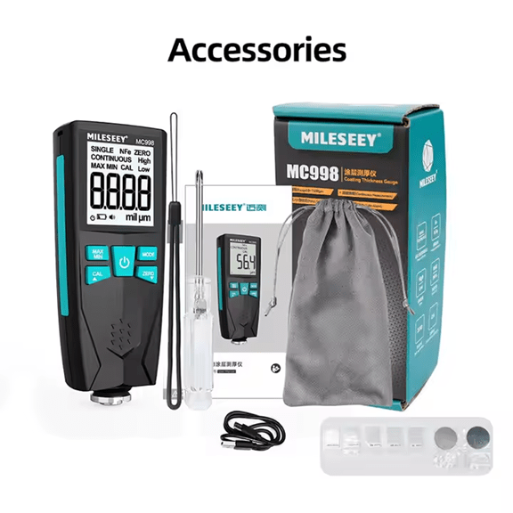 Medidor de espesor de pintura Profesional Mileseey MC998 para Metales Ferrosos y No Ferrosos - SyM Asociados