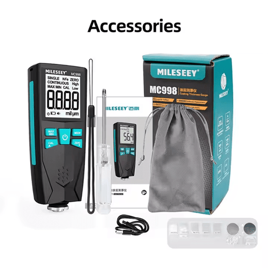 Medidor de espesor de pintura Profesional Mileseey MC998 para Metales Ferrosos y No Ferrosos - SyM Asociados