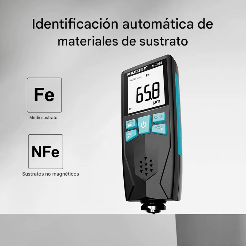 Medidor de espesor de pintura Profesional Mileseey MC998 para Metales Ferrosos y No Ferrosos - SyM Asociados