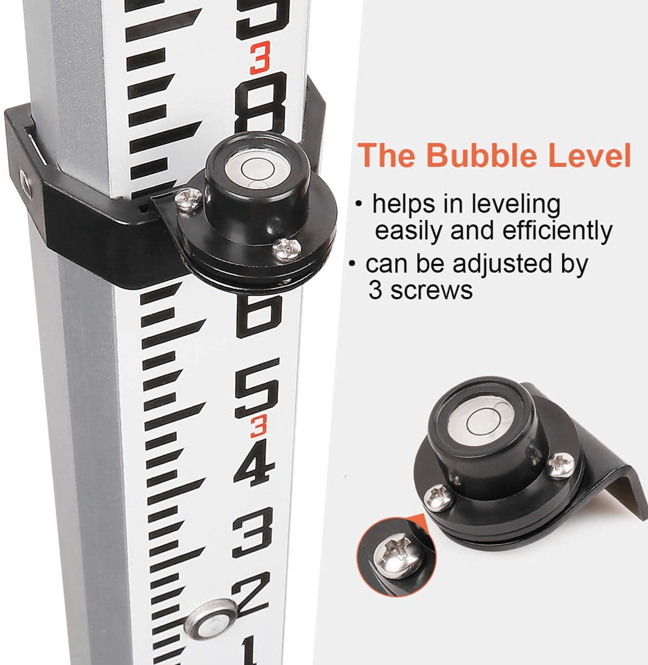 Mira Telescópica Huepar GR5 con nivel de burbuja 5 metros - SyM Asociados