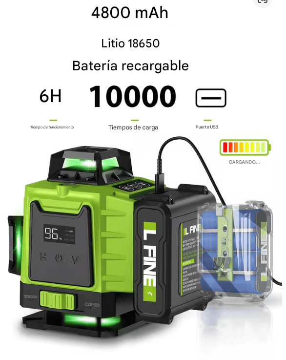 Nivel Laser 16 Líneas Verdes IL FINE LLX - 360 - 09 Recargable + Trípode - SyM Asociados