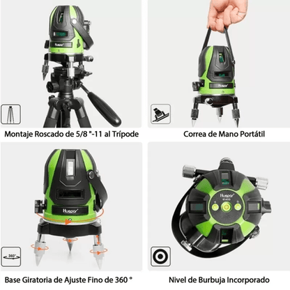 Nivel Láser Robot Verde Huepar 6141G 360 Grados Giratorio - SyM Asociados