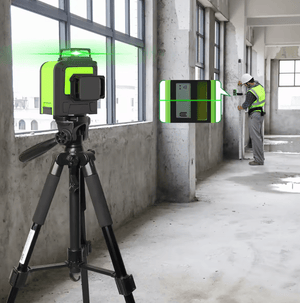 Nivel láser verde huepar 903CG 12 líneas recargable(Dos baterías)+ trípode huepar - SyM Asociados