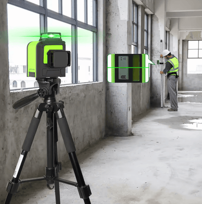 Nivel láser verde huepar 903CG 12 líneas recargable(Dos baterías)+ trípode huepar - SyM Asociados