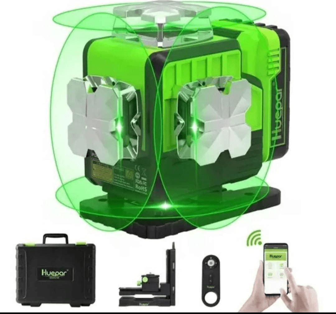 Nivel laser verde Huepar P04CG 16 LINEAS bluetooth(Dos Baterías) - SyM Asociados