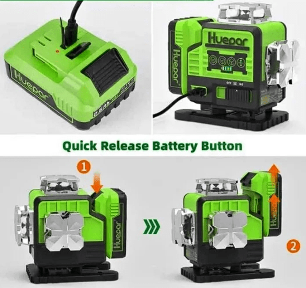 Nivel laser verde Huepar P04CG 16 LINEAS bluetooth(Dos Baterías) - SyM Asociados