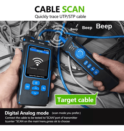 Noyafa NF - 8508 Tester de cable multifución para RJ11/45, Poe, Fibra Óptica - SyM Asociados