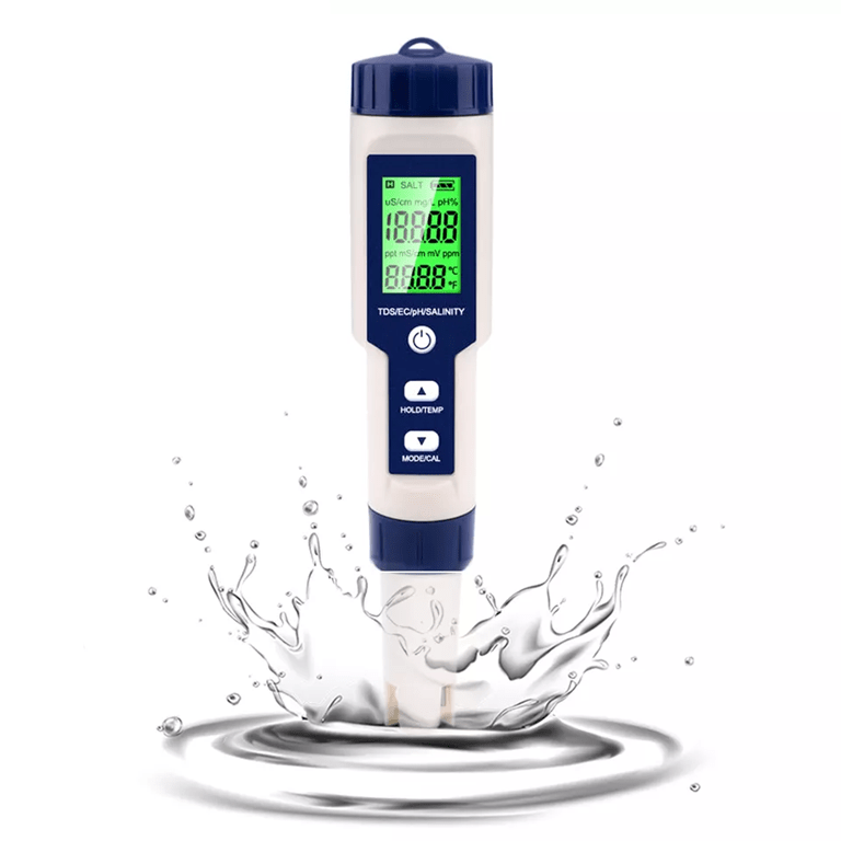 Peachímetro Medidor de calidad del agua de maricultura multifuncional 5 en 1 PH/TDS/EC/salinidad/medidor de temperatura, Detector de PH de agua de mar - SyM Asociados